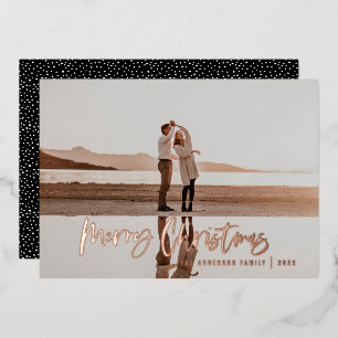 Modern minimal 1 photo black script Christmas