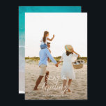 Modern minimal 1 photo Christmas ele Holiday Card<br><div class="desc">stylish christmas card design featuring trendy mix of bold and script font,  space for your chosen photo on front with beach and sea graphic on reverse</div>