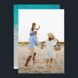 Modern minimal 1 photo Christmas ele Holiday Card<br><div class="desc">stylish christmas card design featuring trendy mix of bold and script font,  space for your chosen photo on front with beach and sea graphic on reverse</div>