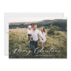 Modern minimal 1 photo Christmas elegant script Ho