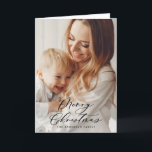 Modern minimal 1 photo Christmas elegant script Ho Holiday Card<br><div class="desc">Modern minimal foliage wreath year to remember script holiday Christmas card. Hand painted eucalyptus,  minimal foliage and modern rustic rattan wreath give this holiday card a luxurious feel. In classy greens,  browns and greys.</div>