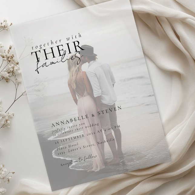 Modern, Minimal, 1 Photo, Wedding  Acrylic Invitations (Modern, Minimal, 1 Photo, white filter layer, Wedding Acrylic Invitations)