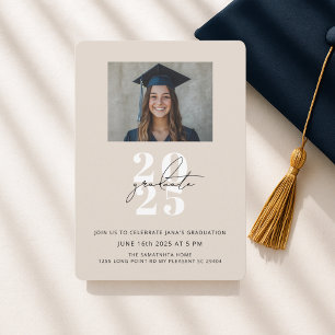 Modern Minimal 2025 Graduation Photo   Invitation