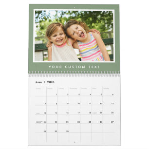 Modern Minimal 2026 Family Custom Photo Text Calendar