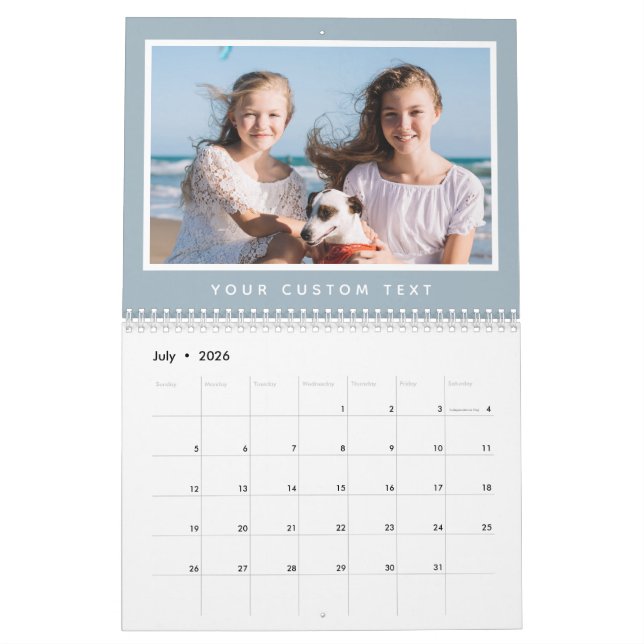Modern Minimal 2026 Family Custom Photo Text Calendar (Jul 2026)