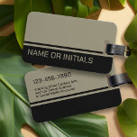 Modern, Minimal 2 Colour Design with Name - Black Luggage Tag<br><div class="desc">A simple,  striking design with 2 colours and a stripe. A colour block to add your name or any text. 
You can add a name,  monogram or other custom text. If you need to move the art around,  click on the customise button to make changes.</div>