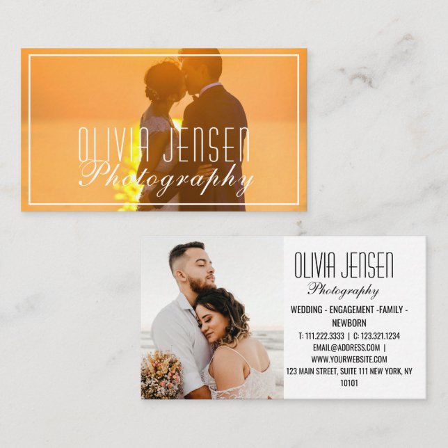 Modern & Minimal 2 Photo Layout Photography  Business Card (Front/Back)