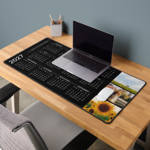 Modern Minimal 3 Photo 2027 Calendar Black Desk Mat