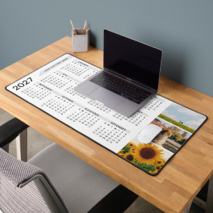 Modern Minimal 3 Photo 2027 Calendar White Desk Mat