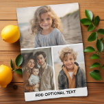 Modern Minimal 3 Photo Collage with Text Tea Towel<br><div class="desc">Photo college and a simple text block for your type. A modern and minimal design with a grid of 3 photos. A unique way to capture memories and share them with friends and family.</div>