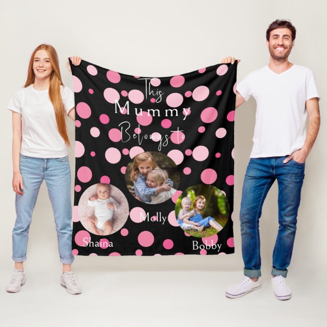 Modern minimal 3 photo elegant fleece blanket (In Situ)