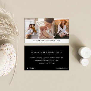 Modern & Minimal 3 Photo Layout Photography Business Card