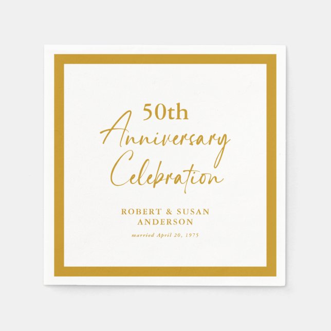 Modern Minimal 50th Wedding Anniversary Napkin (Front)