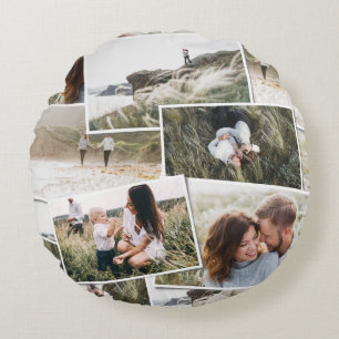 Modern minimal 5 photo elegant simple unique round cushion