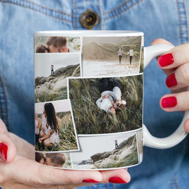 Modern minimal 5 photo elegant unique family gift coffee mug (Creator Uploaded)