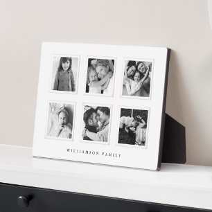 Modern Minimal 6 Grid Matboard Black & White Photo Plaque
