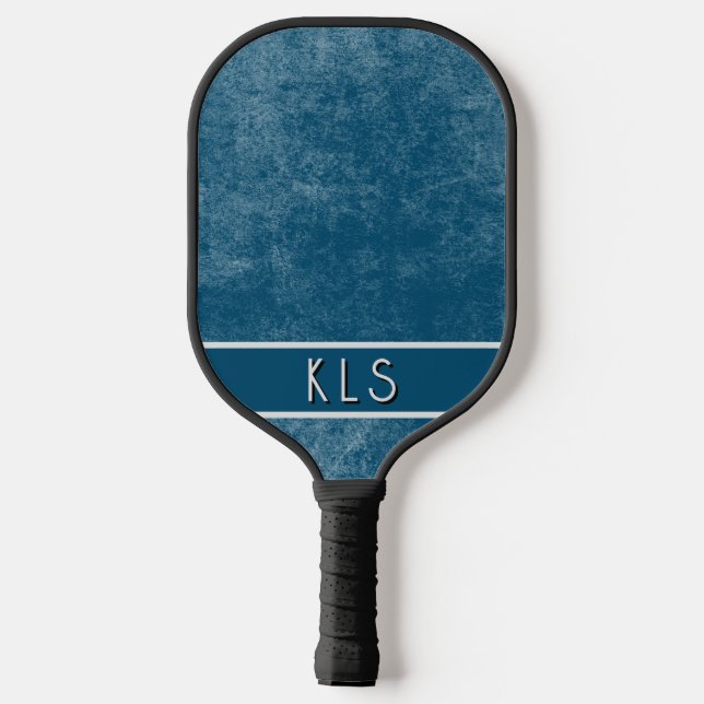 Modern Minimal Absract Teal & Grey Monogram Pickleball Paddle (Back)