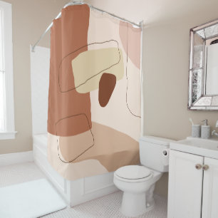 Modern minimal abstract geometric brown figures shower curtain