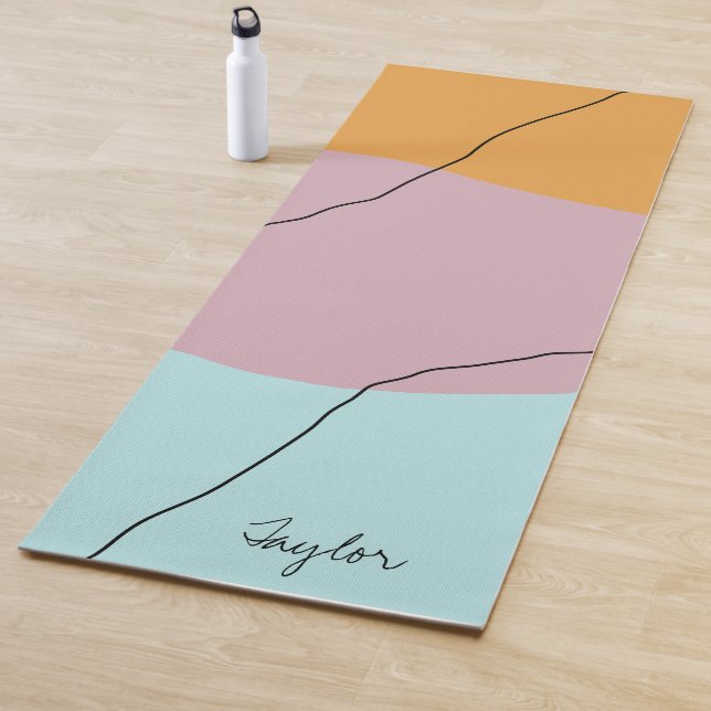 Modern minimal abstract geometric colourful patter yoga mat (In Situ)