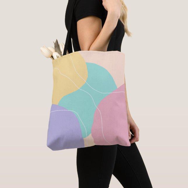 Modern minimal abstract geometric ice cream colour tote bag (Close Up)