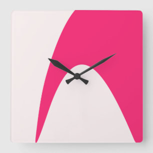 Modern minimal abstract magenta pink art square wall clock
