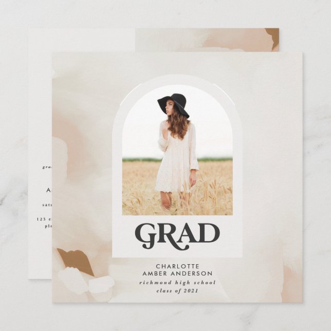 Modern minimal abstract photo collage graduate invitation (Front/Back)