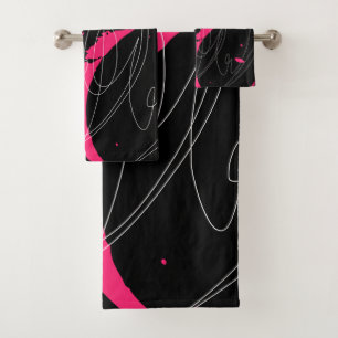Modern minimal abstract scribble line art bath towel set