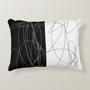 Modern minimal abstract scribble line art decorative cushion