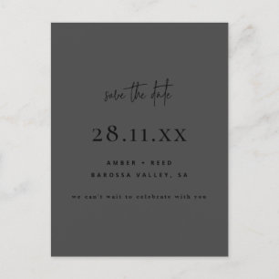 Modern Minimal All Black Simple Save The Date Announcement Postcard