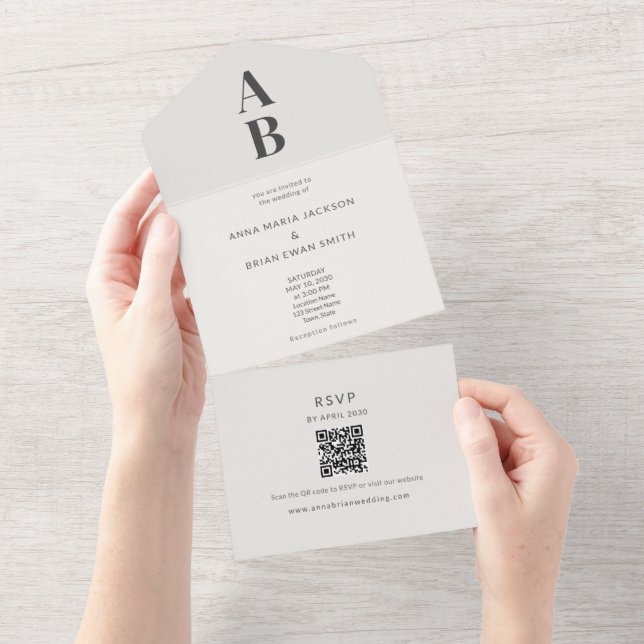 Modern Minimal All-in-One Wedding Invitation (Tearaway)
