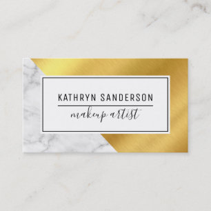 MODERN MINIMAL ANGLE gold corner cool grey marble Business Card