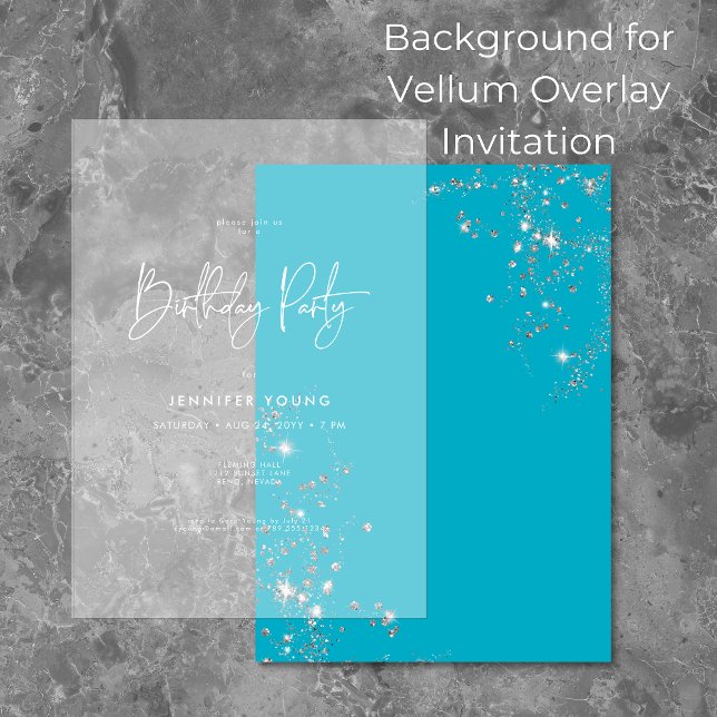 Modern Minimal Aqua Diamonds Birthday Background Invitation (Creator Uploaded)