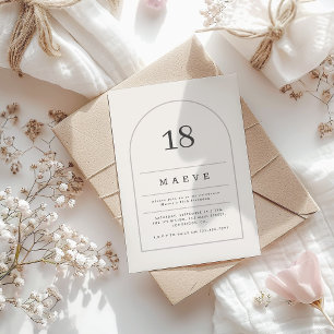 Modern minimal arch 18th photo birthday party invitation