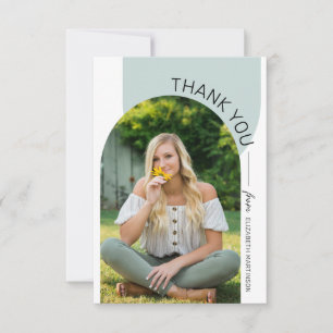 Modern Minimal Arch 2 Photo Graduation Thank You Card
