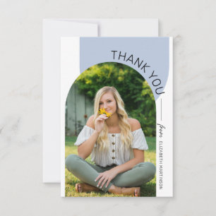Modern Minimal Arch 2 Photo Graduation Thank You Card