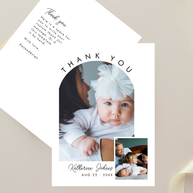Modern Minimal Arch 2 Photo Thank You Baby Shower (Creator Uploaded)