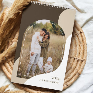 Modern Minimal Arch family Photos Stylish Template Calendar