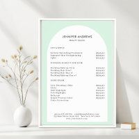 Modern Minimal Arch Green Salon Price List