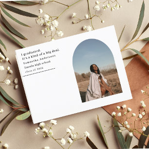 Modern Minimal Arch Photo Graduation Announcement  Postcard