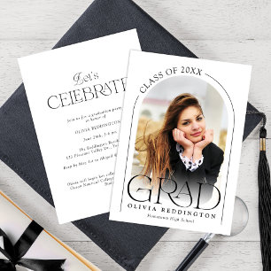 Modern Minimal Arch Photo Graduation Party Invitation