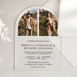 Modern Minimal Arch Photo Wedding Acrylic Invitations