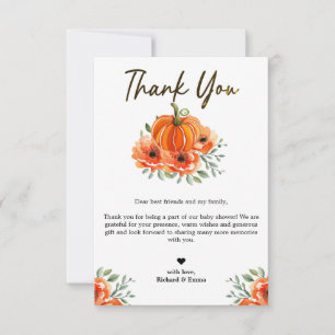 Modern Minimal Autumn Baby Shower Thank You Card