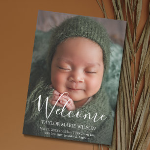 Modern Minimal Baby Photo Birth Announcement