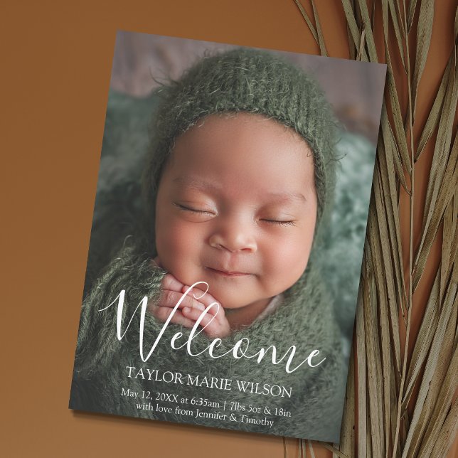 Modern Minimal Baby Photo Birth Announcement (Creator Uploaded)