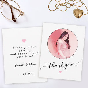 Modern minimal baby shower mummy photo thank you