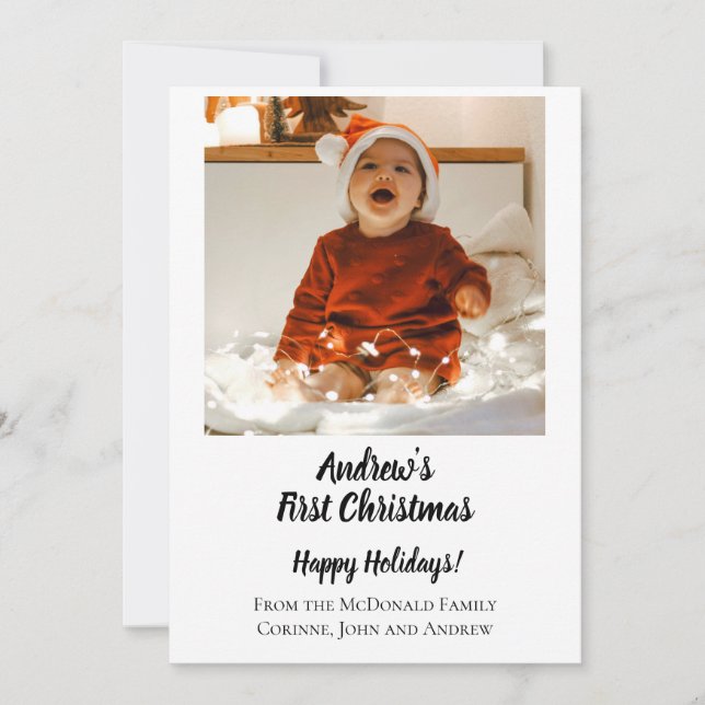 Modern minimal baby's first Christmas custom Invitation (Front)