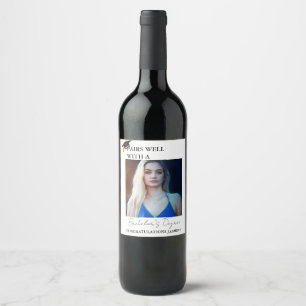Modern Minimal Bachelor's Degree Graduation Gift Wine Label