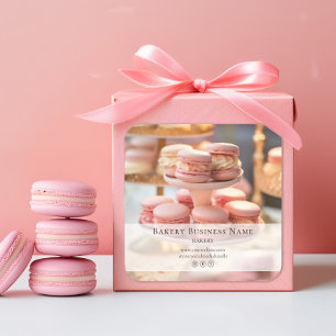 Modern Minimal Bakery Custom Photo Square Sticker