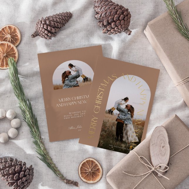 Modern Minimal Beige Arch 2 Photo Merry Christmas  (Creator Uploaded)