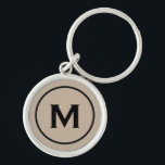 Modern Minimal Beige Black Monogram Key Ring<br><div class="desc">Personalised Modern Minimal Monogrammed Keychain Monogram Initial Beige Black. Perfect as holiday gift,  family reunion favours,  thank you gift for groomsmen and gift for any special occasion.</div>